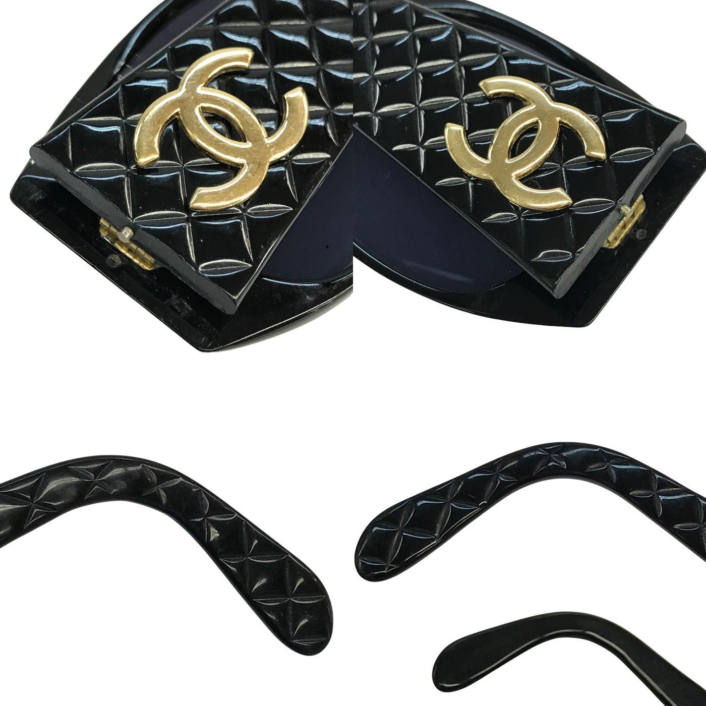 CHANEL シャネル サングラス レディース マトラッセ ココマーク ヴィンテージ フルリム ブラック/ブルー系 01450 94305 中古 T1