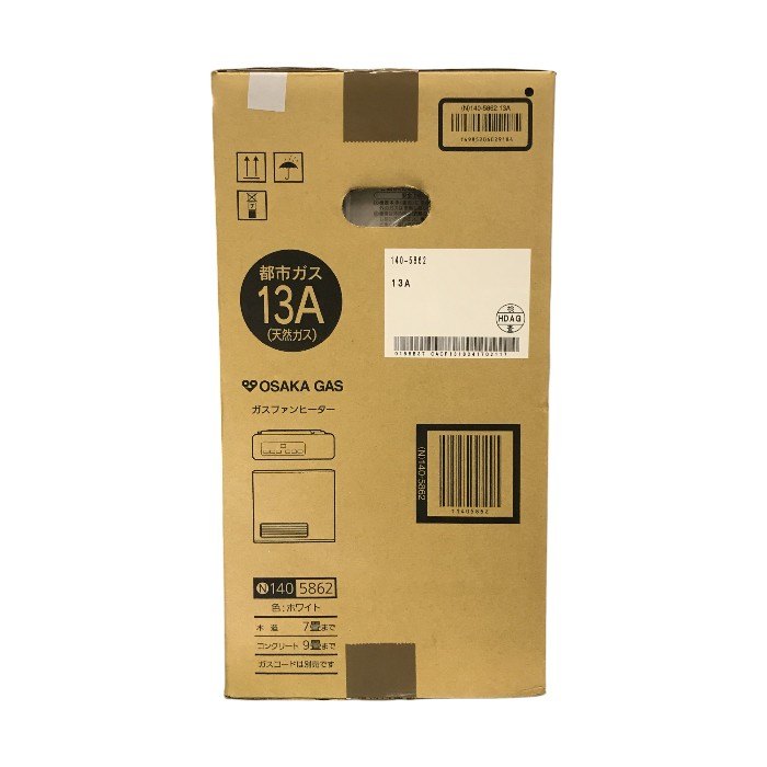 大阪ガス ガスファンヒーター ホワイト 都市ガス用 木造~7畳/コンクリート~9畳 140-5862-13A 中古 T1
