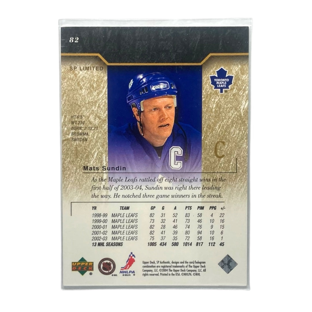 UPPER DECK NHLカード SP AUTHENTIC MATS SUNDIN MAPLE LEAFS /99 #82 中古 IT2