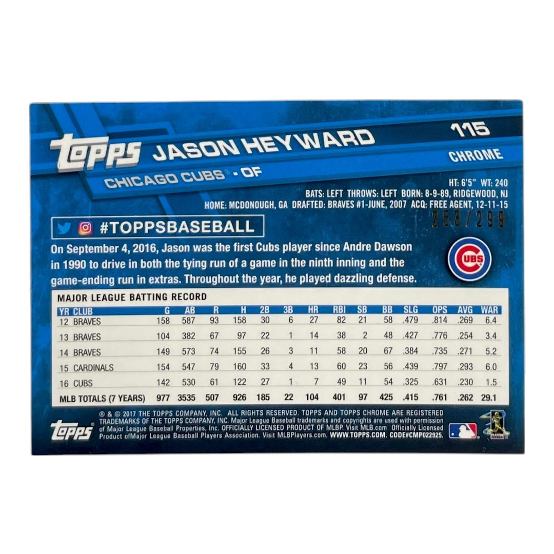 TOPPS MLBカード CHROME JASON HEYWARD CHICAGO CUBS /299 #115 中古 IT2