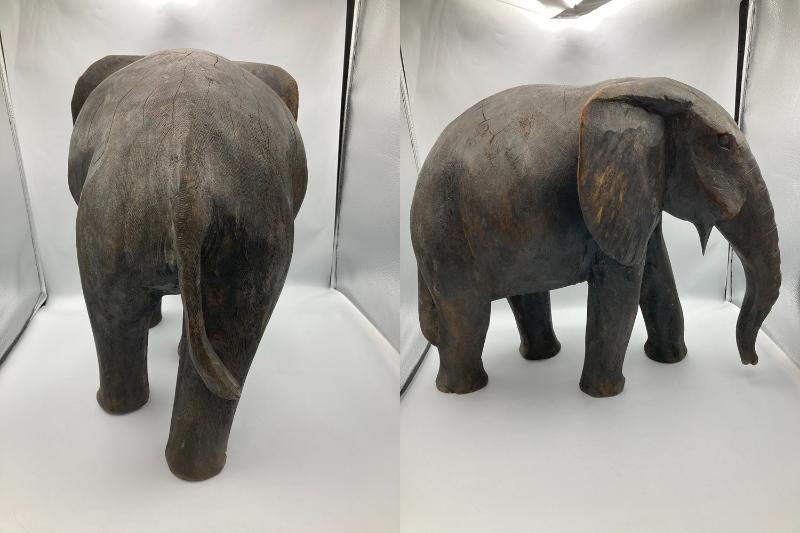 アンティーク 木製 木彫り 象 エレファント 工芸品 中古 4