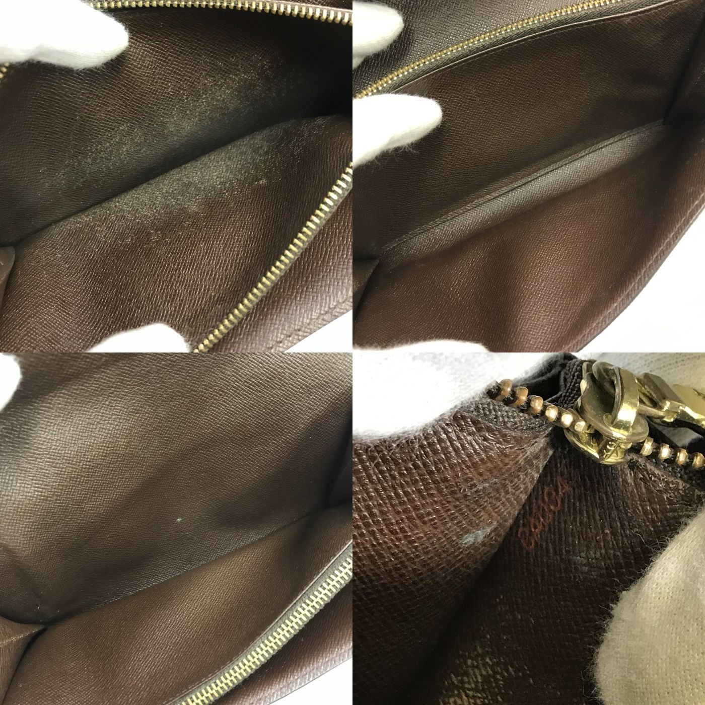 LOUIS VUITTON ルイヴィトン ダミエ ポシェット ポルト モネ クレディ 長財布 二つ折り カード2枚 ブラウン N61725 中古 T1