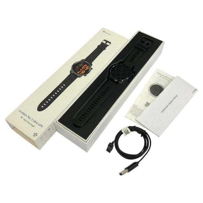 TicWatch Pro 3 Ultra GPS スマートウォッチ Shadow Black 充電式 Wear OS by Google ゴムバンド ランニング 登山 WH12018 中古 T1