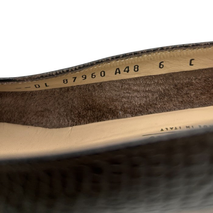 ジャンク品 Salvatore Ferragamo サルヴァトーレ フェラガモ クロコ調 スエード パンプス 87960A48 6(約23.5cm) 靴 シューズ レザー レディース 中古 W4