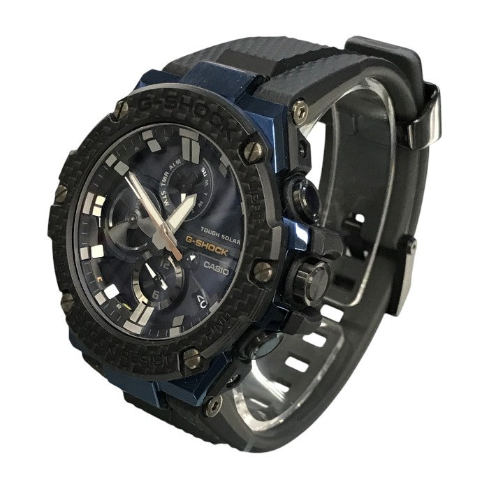 CASIO G-SHOCK カシオ 腕時計 メンズ タフソーラー G-STEEL メタルパーツ クロノグラフ モバイルリンク マットカラー グレー/ブルー GST-B100XB-2AJF 中古 T1