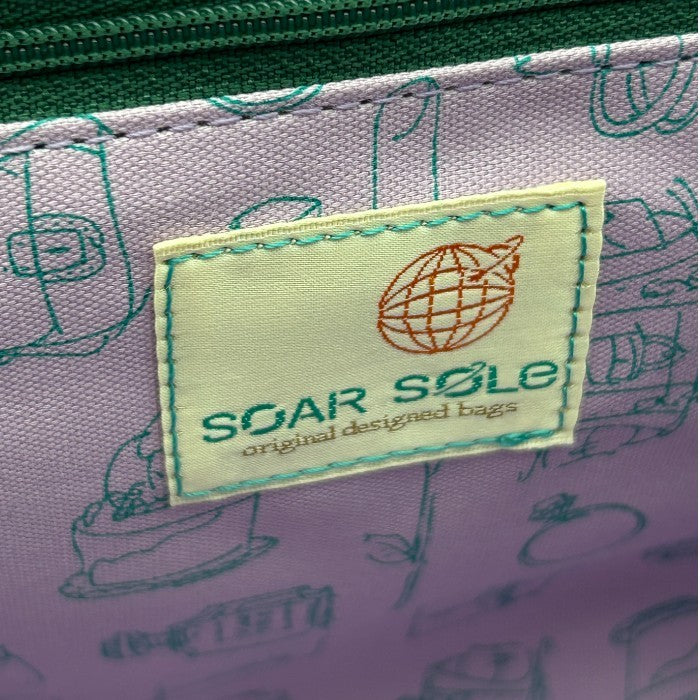 未使用品 SOAR SOLE ソアソウル ゴブラン織り ガマ口 バッグ 花柄 ブルー 鞄 トート レディース 日本製 牛革 中古 W4
