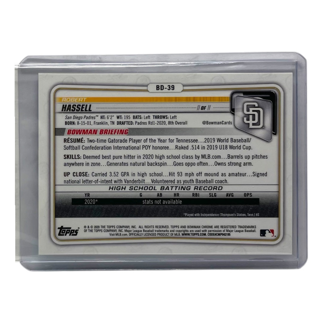 TOPPS MLBカード BOWMAN CHROME 1ST ROBERT HASSELL SAN DIEGO PADRES /150 #BD-39 中古 IT2