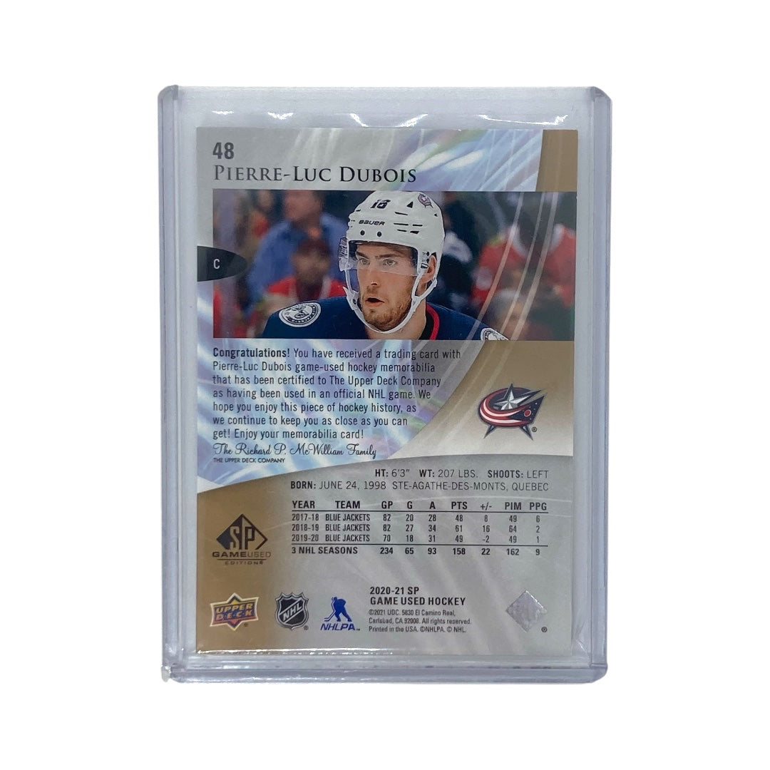 UPPER DECK NHLカード SP GAME USED PIERRE-LUC DUBOIS BLUE JACKETS 11/25 #48 中古 IT2