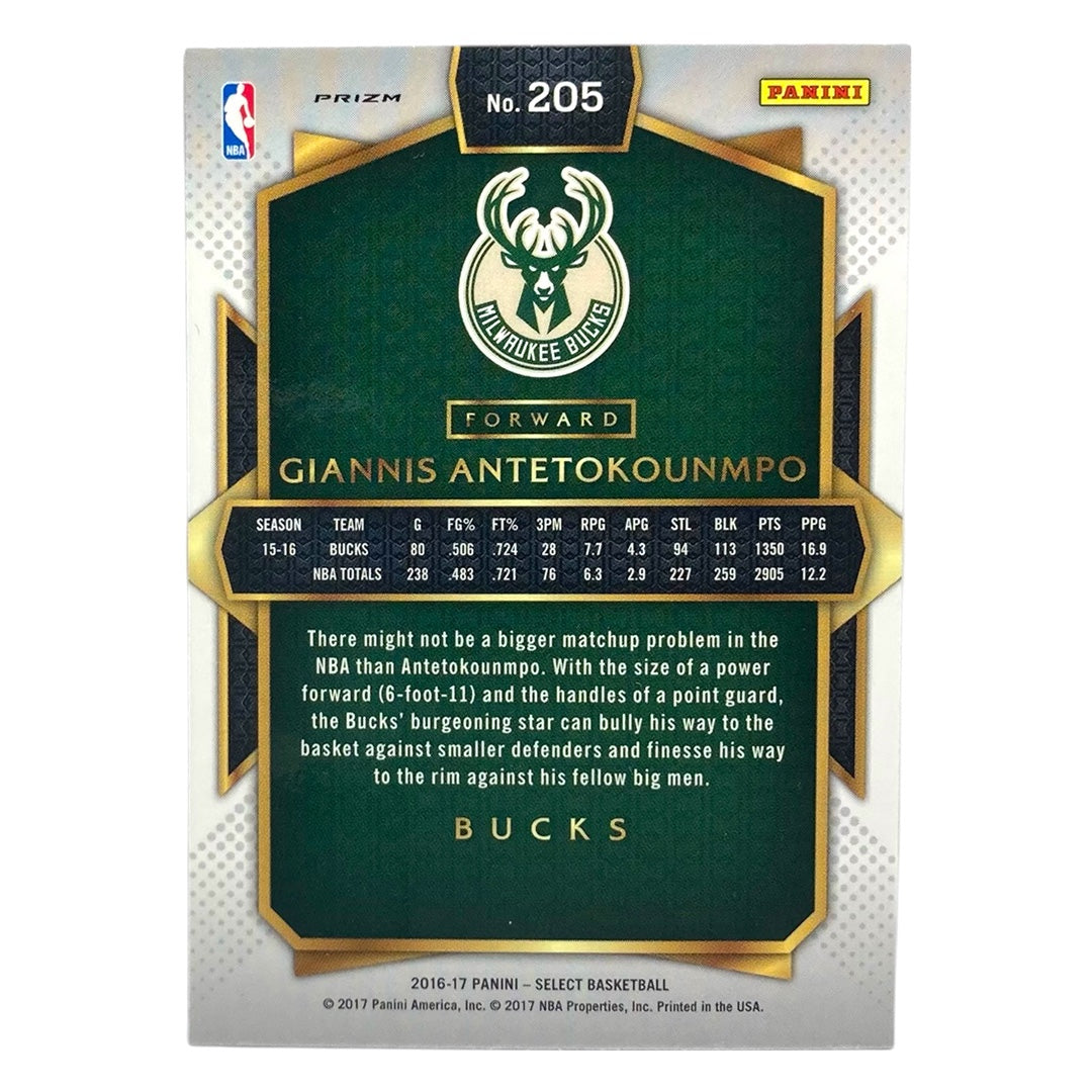 PANINI NBAカード SELECT PRIZM GIANNIS ANTETOKOUNMPO MILWAUKEE BUCKS #205 中古 IT2