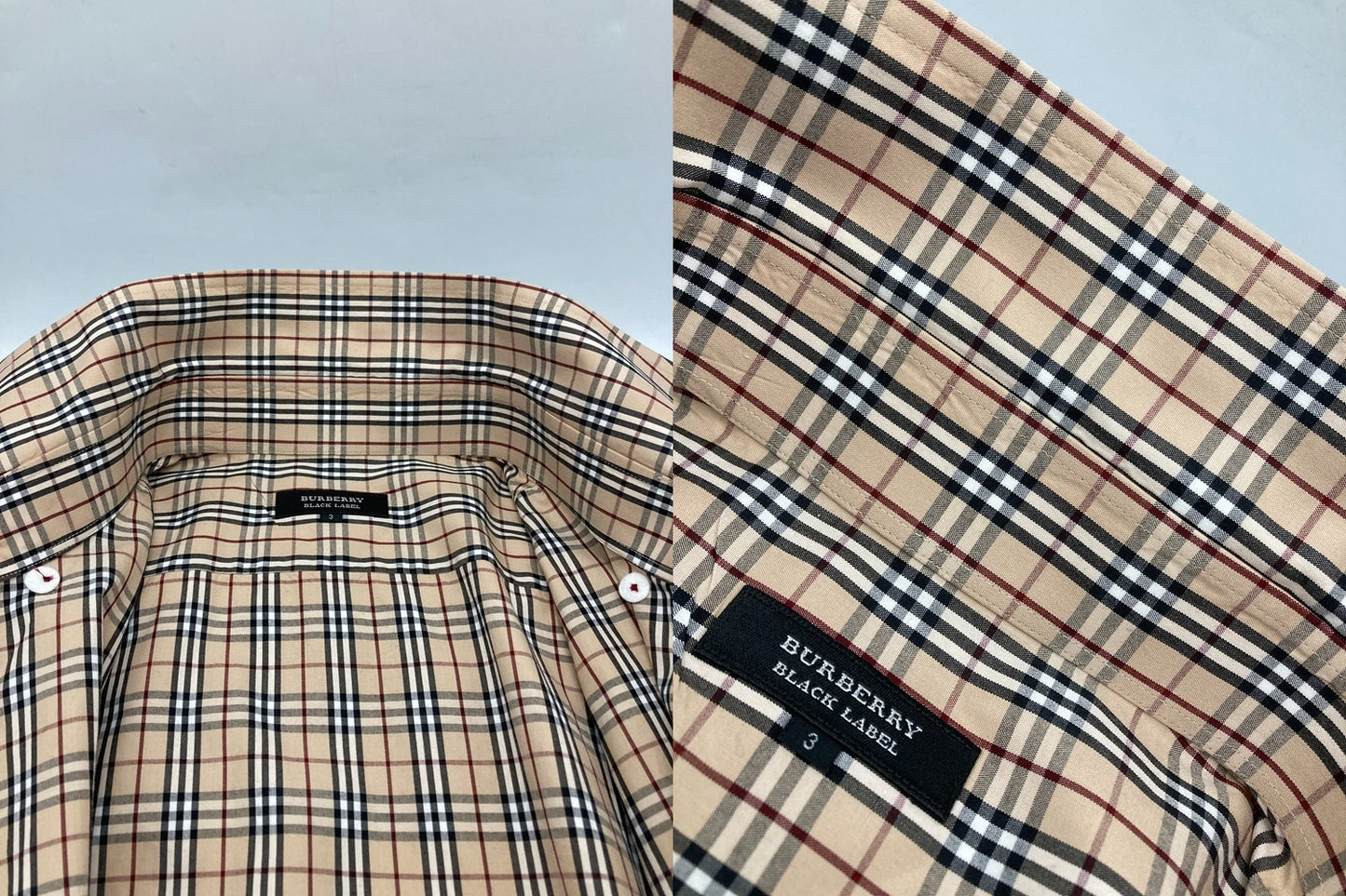BURBERRY BLACK LABEL バーバリー ブラックレーベル ノバチェック 長袖シャツ サイズ3 メンズ BMW90-902 中古 D4