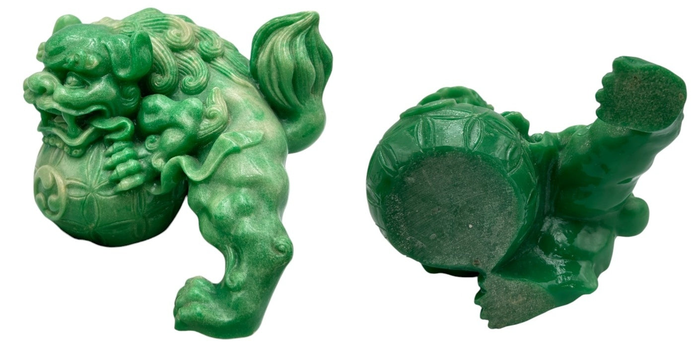 シーサー 翡翠 置物 沖縄 インテリア 石 かっこいい 中古 W4