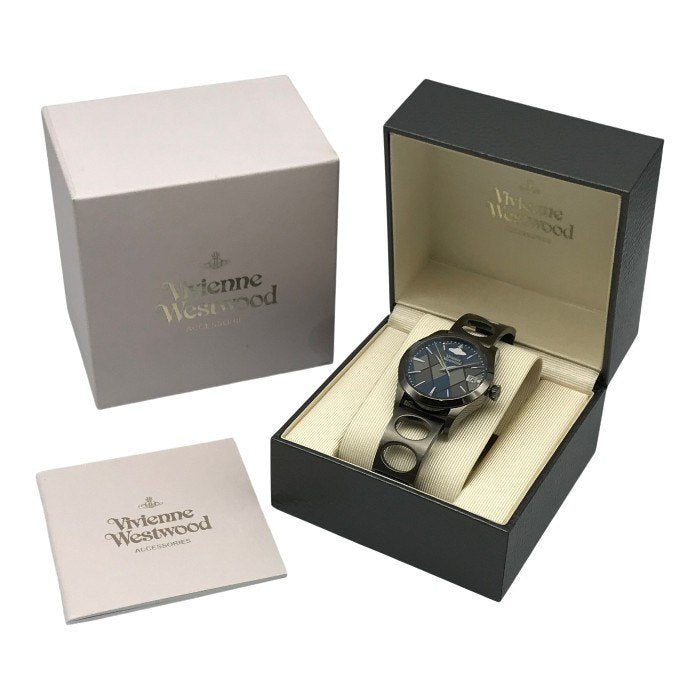 Vivienne Westwood ヴィヴィヴァンウエストウッド 腕時計 メンズ アナログ クォーツ デイト SS オーブ アーガイル グレー VW-24B9 中古 T1