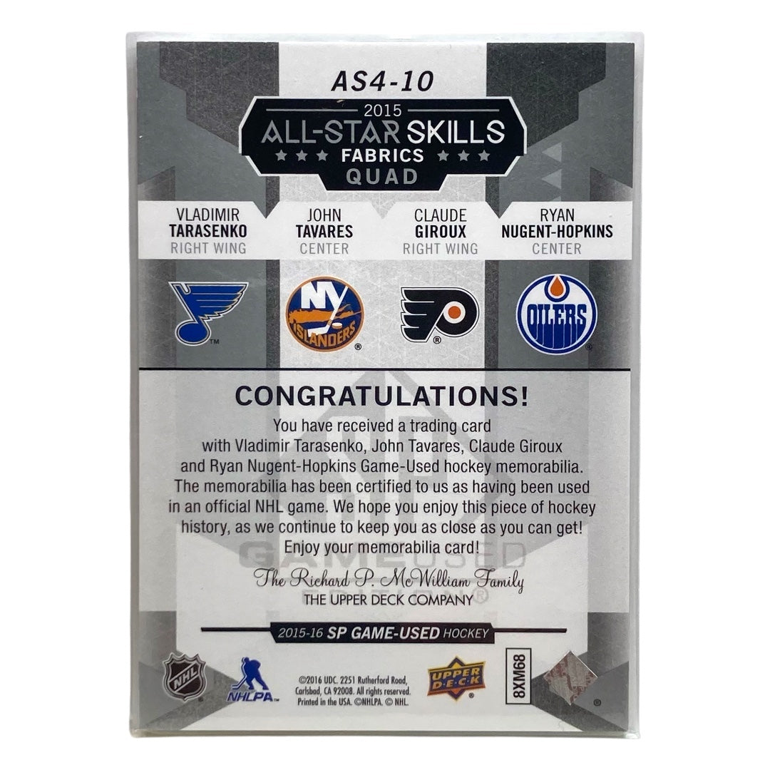 UPPER DECK NHLカード SP GAME USED VLADIMIR TARASENKO JOHN TAVARES CLAUDE GIROUX RYAN NUGENT-HOPKINS BLUES ISLANDERS FLYERS OILERS #AS4-10 中古 IT2