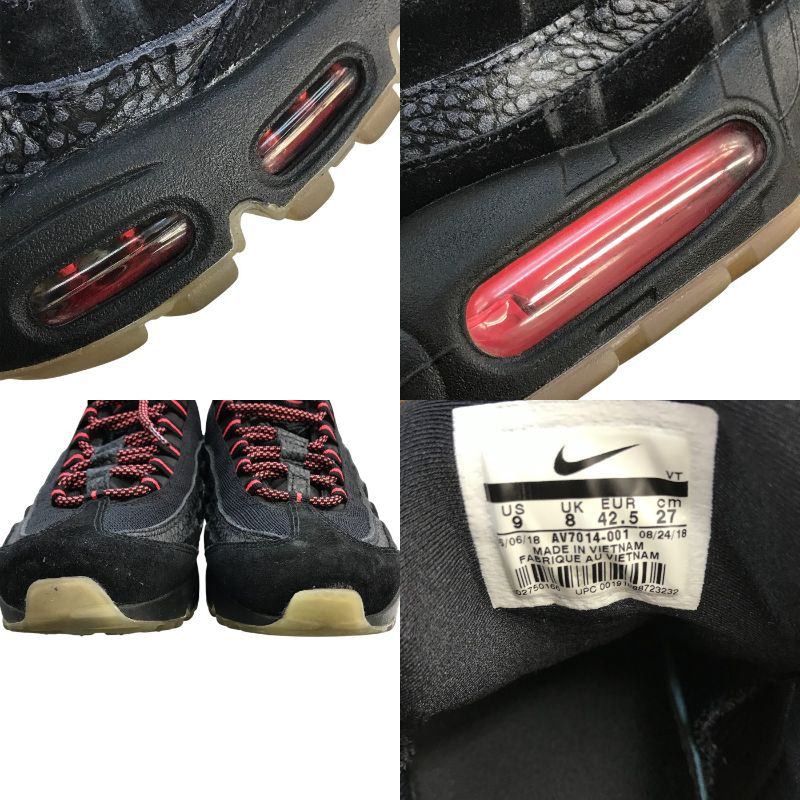 NIKE ナイキ AIR MAX 95 スニーカー メンズ ローカット エアマックス ブラック/レッド 27㎝ AV7014-001 中古 T1