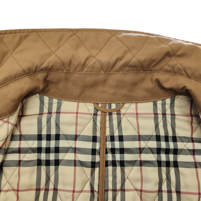 BURBERRY バーバリー ジャケット レディース 秋冬 キルティング 中綿 裏チェック柄 ベージュ 42サイズ FC059-730 中古 T1