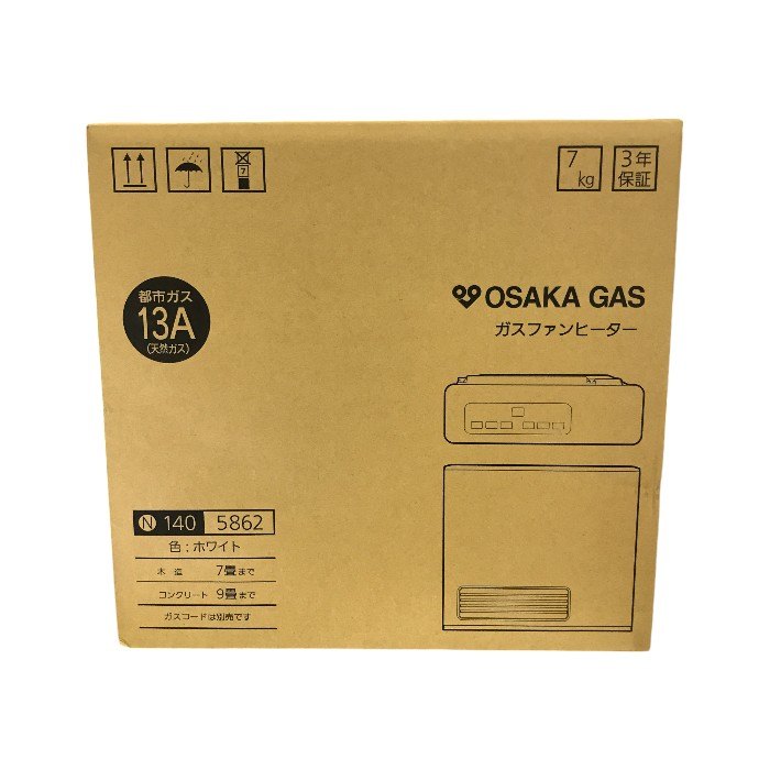 大阪ガス ガスファンヒーター ホワイト 都市ガス用 木造~7畳/コンクリート~9畳 140-5862-13A 中古 T1