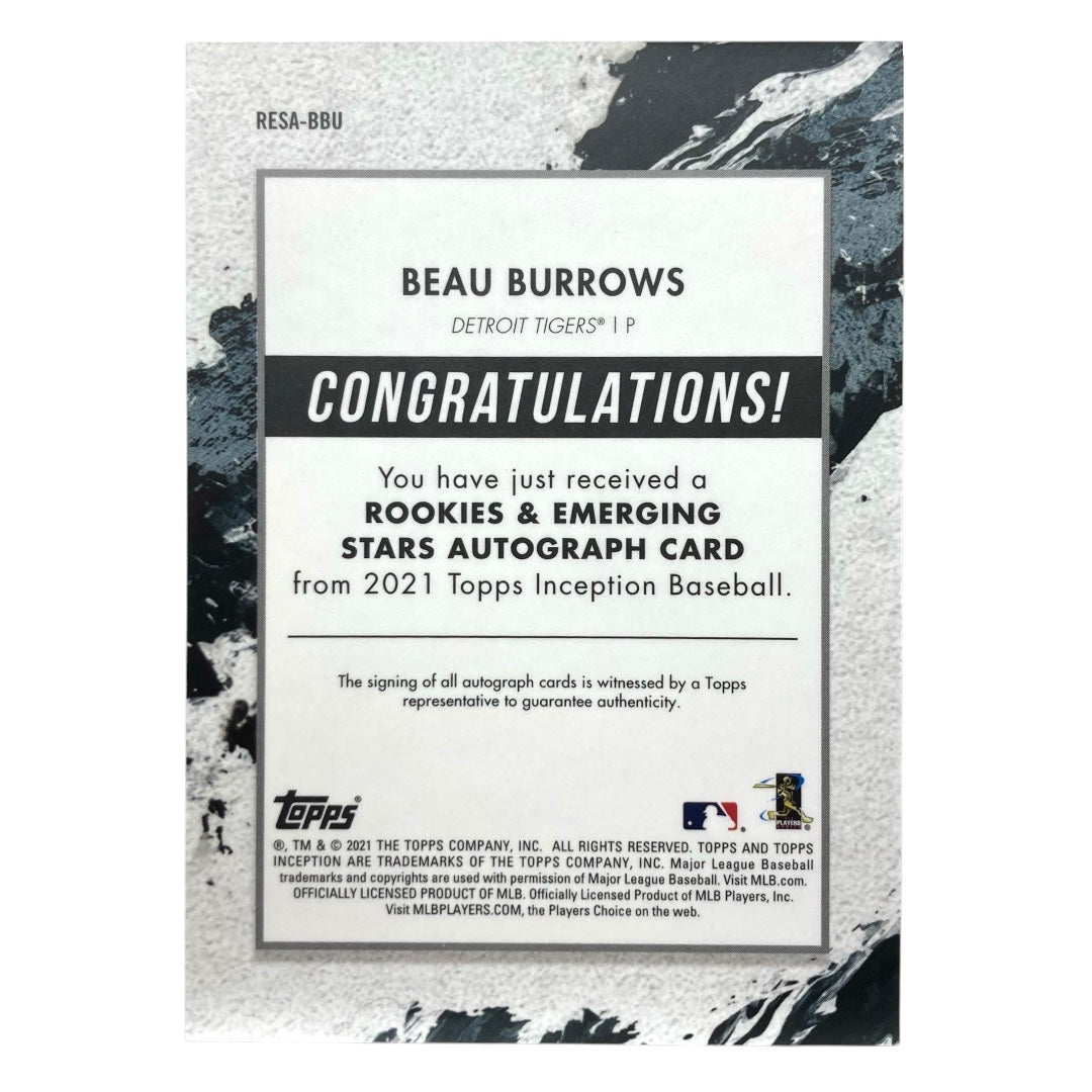 TOPPS MLBカード INCEPTION BEAU BURROWS TIGERS 75/75 #RESA-BBU 中古 IT2
