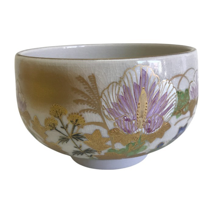 九谷焼 芦湖 茶碗 和食器 抹茶茶碗 茶道 お茶道具 中古 W1