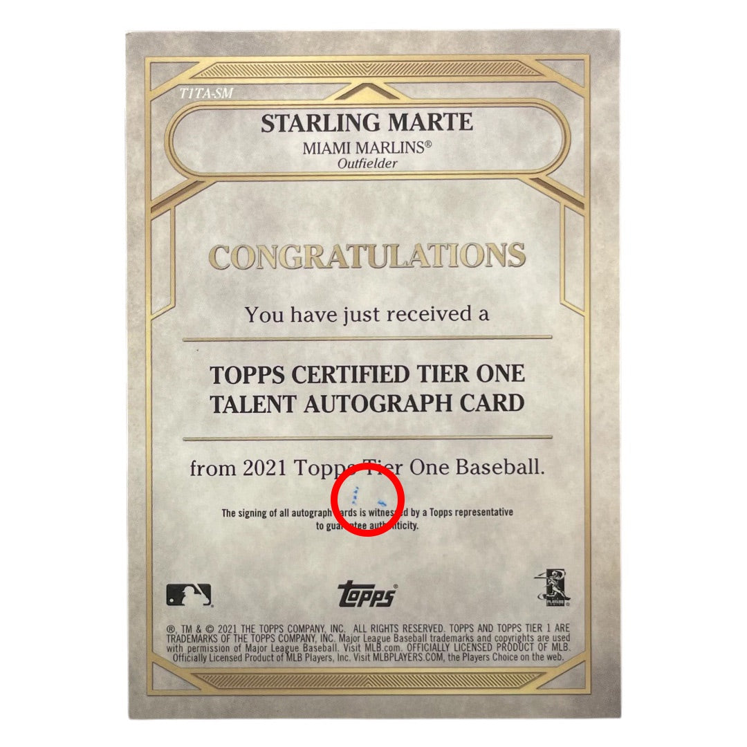 TOPPS MLBカード TIER 1 STARLING MARTE MIAMI MARLINS /300 #T1TA-SM 中古 IT2