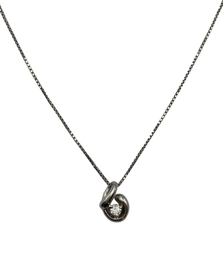 Pt900/Pt850 ダイヤ0.10ct プラチナネックレス 中古 D4