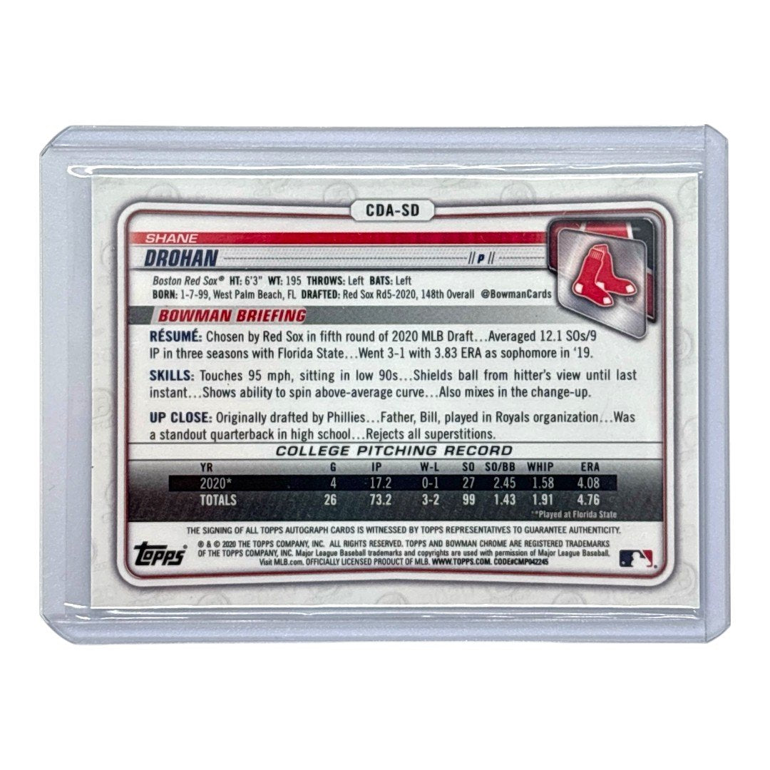 TOPPS MLBカード BOWMAN CHROME 1ST SHANE DROHAN BOSTON RED SOX /150 #CDA-SD 中古 IT1