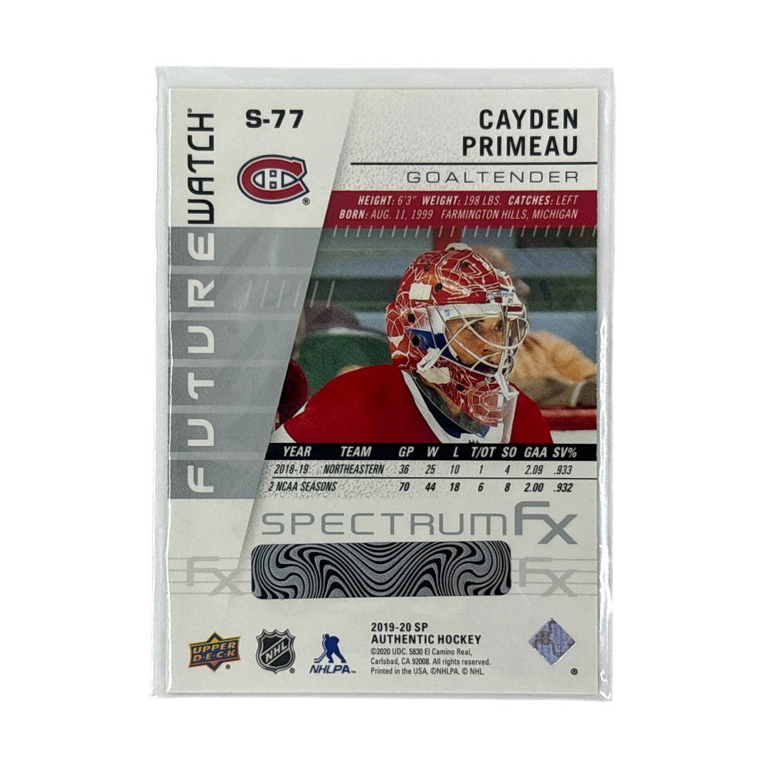 UPPER DECK NHLカード SP AUTHENTIC CAYDEN PRIMEAU CANADIENS #S-77 中古 IT1