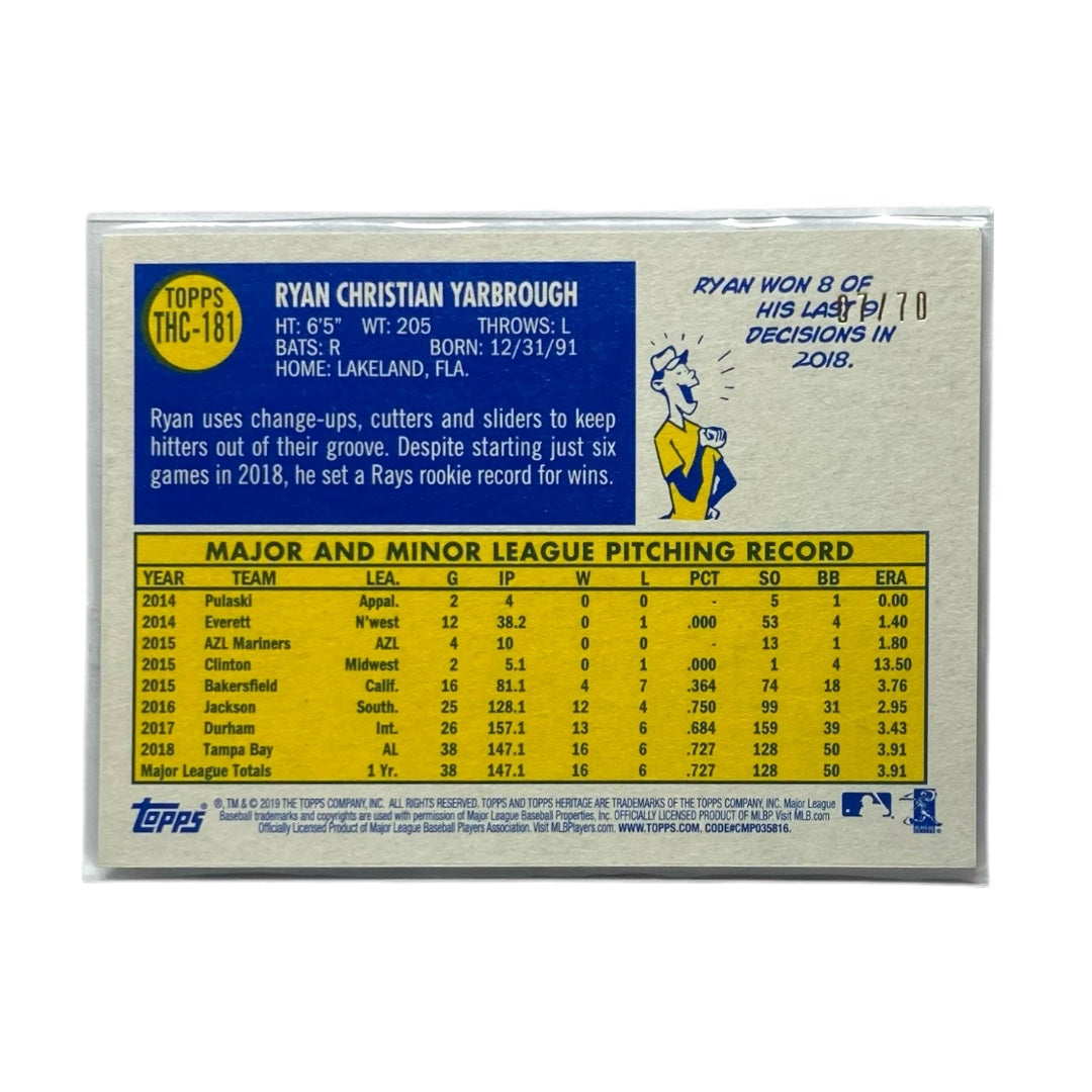 TOPPS MLBカード HERITAGE RYAN CHRISTIAN YARBROUGH RAYS /70 #THC-181 中古 IT2
