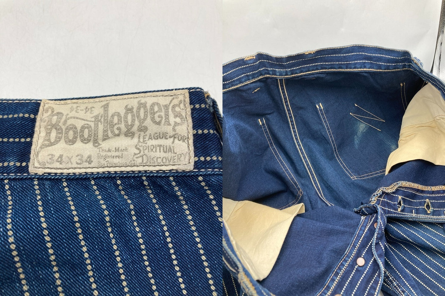 Bootleggers ブートレガーズ ヒッコリー ワークパンツ サイズ34×34 メンズ 中古 D4