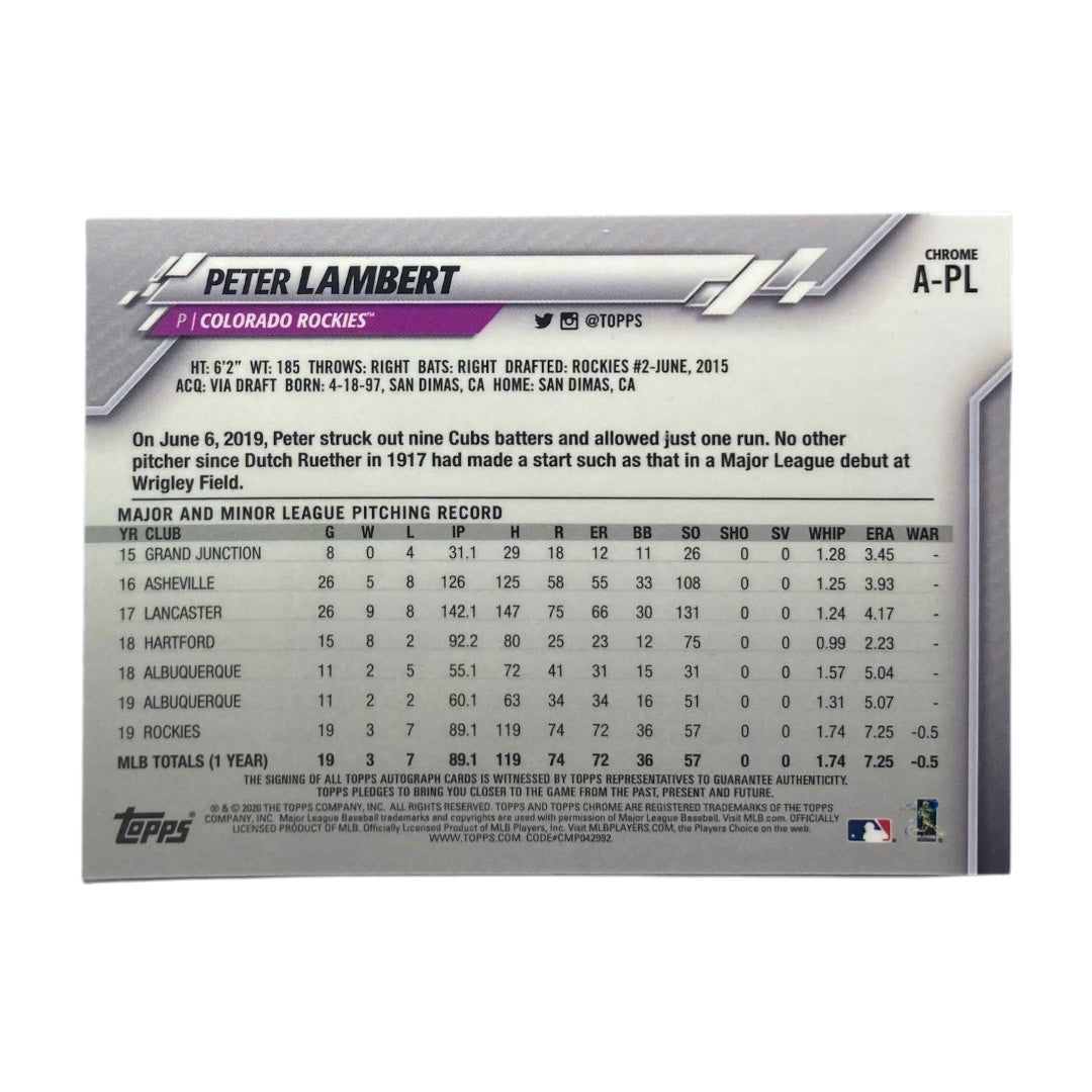 TOPPS MLBカード CHROME PETER LAMBERT COLORADO ROCKIES #A-PL 中古 IT2