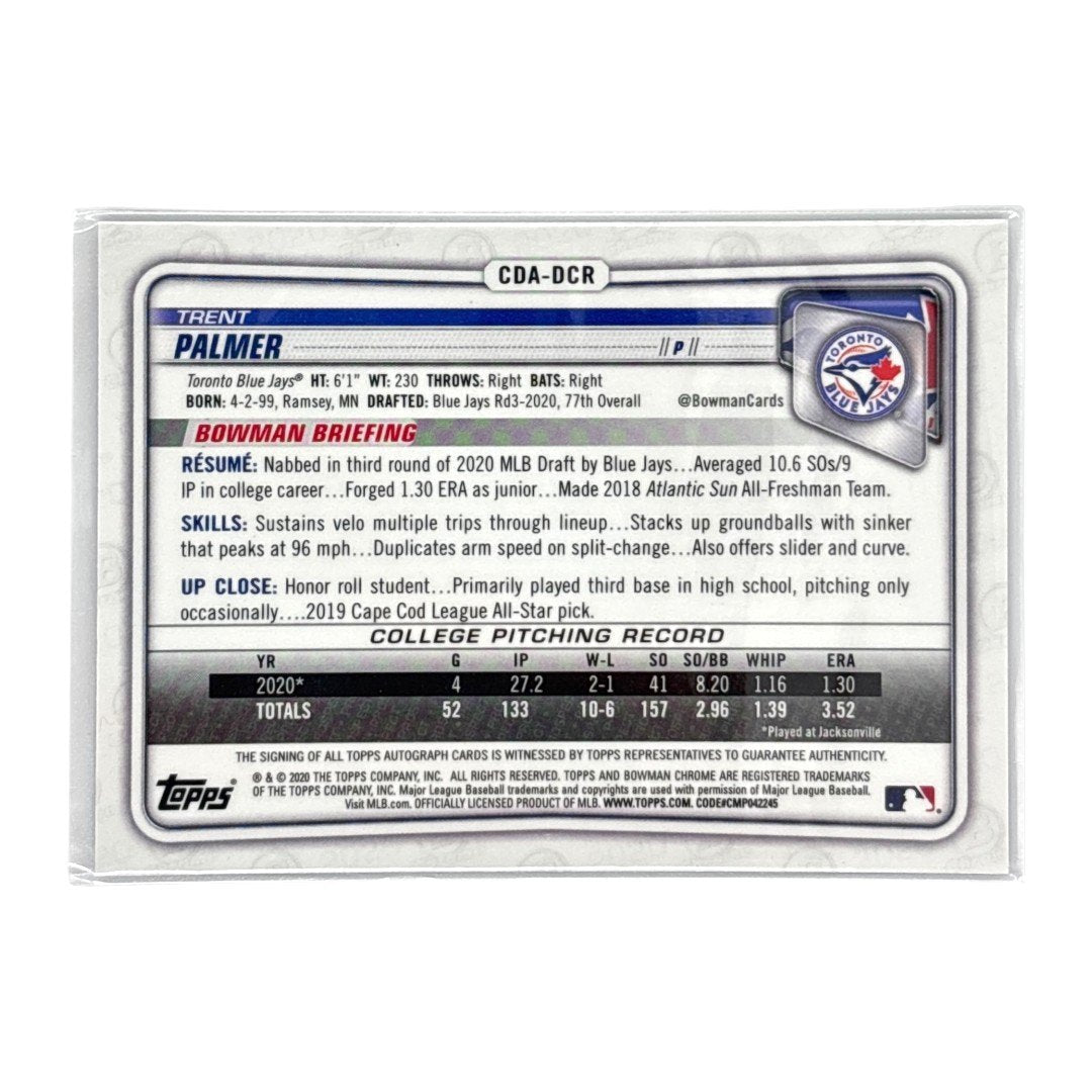 TOPPS MLBカード BOWMAN CHROME 1ST TRENT PALMER TORONTO BLUE JAYS /150 #CDA-DCR 中古 IT1