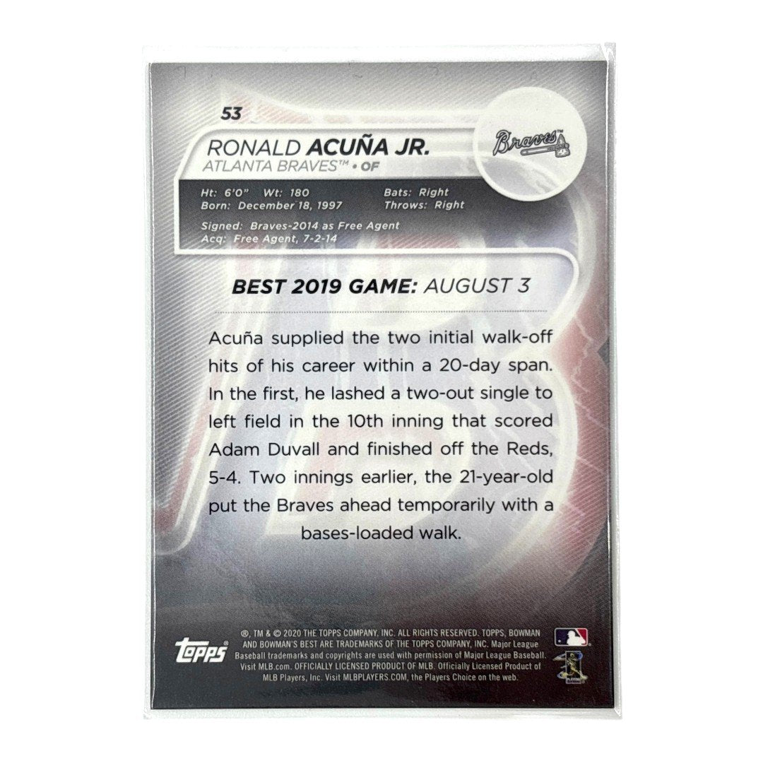 TOPPS MLBカード BOWMAN'S BEST RONALD ACUNA JR. ATLANTA BRAVES 207/250 #53 中古 IT1