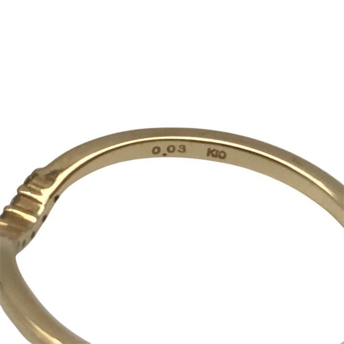 agete アガット K10/ダイヤモンド 0.03ct リング レディース メレダイヤ ナローリング シンプル イエローゴールド 9号 中古 T1