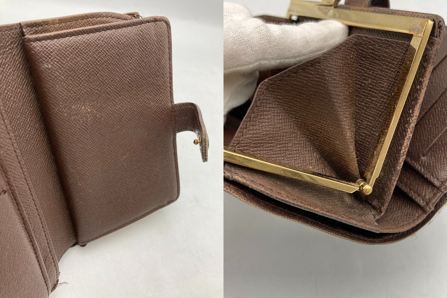 LOUIS VUITTON ルイヴィトン ダミエ エベヌ ポルトモネ・ビエ・ヴィエノワ 2つ折り がま口 財布 N61664 中古 D4