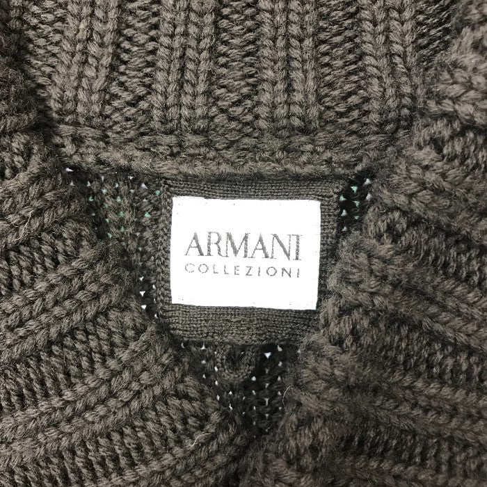 ARMANI COLLEZIONI アルマーニコレツォーニ ニット トップス メンズ 冬 ウール 厚手 リブ編み ショールカラー ブラウン 54サイズ 中古 W1