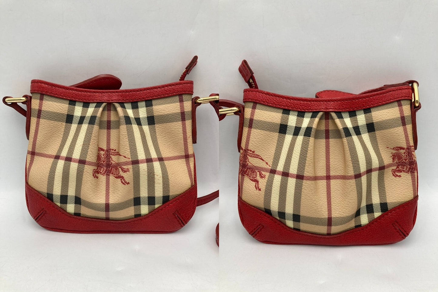 BURBERRY バーバリー ノバチェック ショルダーバッグ レッド/ベージュ 中古 D4