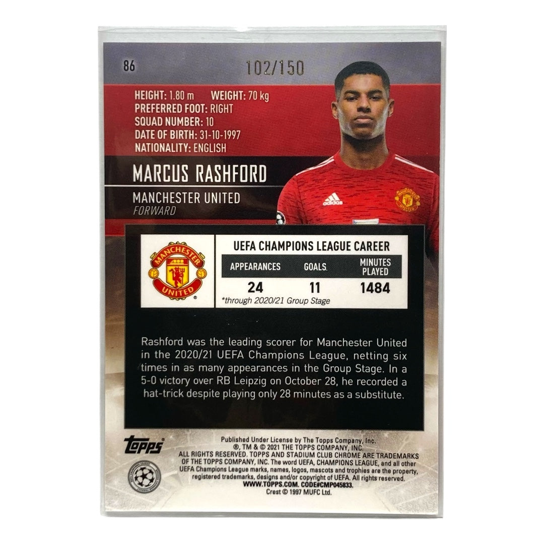 TOPPS サッカーカード STADIUM CLUB CHROME MARCUS RASHFORD MANCHESTER UNITED 102/150 #86 中古 IT2