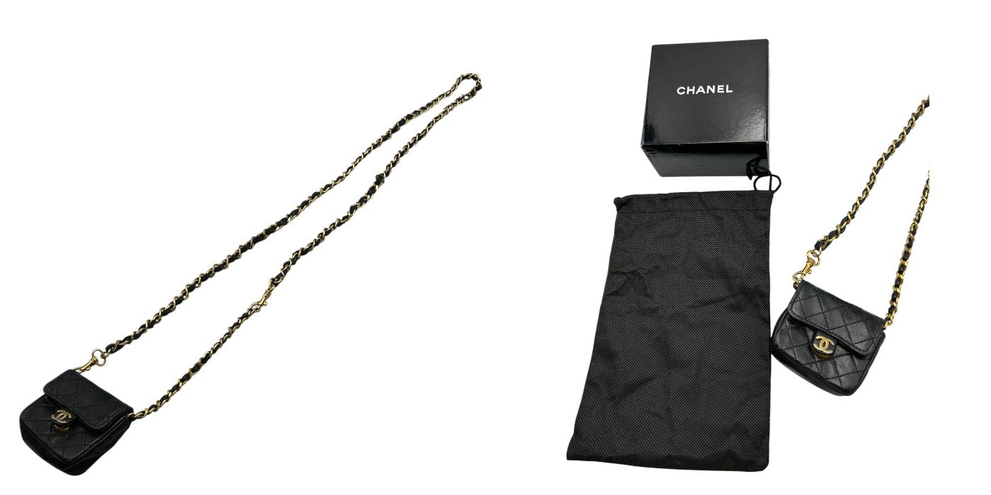 CHANEL シャネル マトラッセ マイクロミニ チェーン ショルダーバッグ ブランド 鞄 ミニ レディース レザー 中古 W4