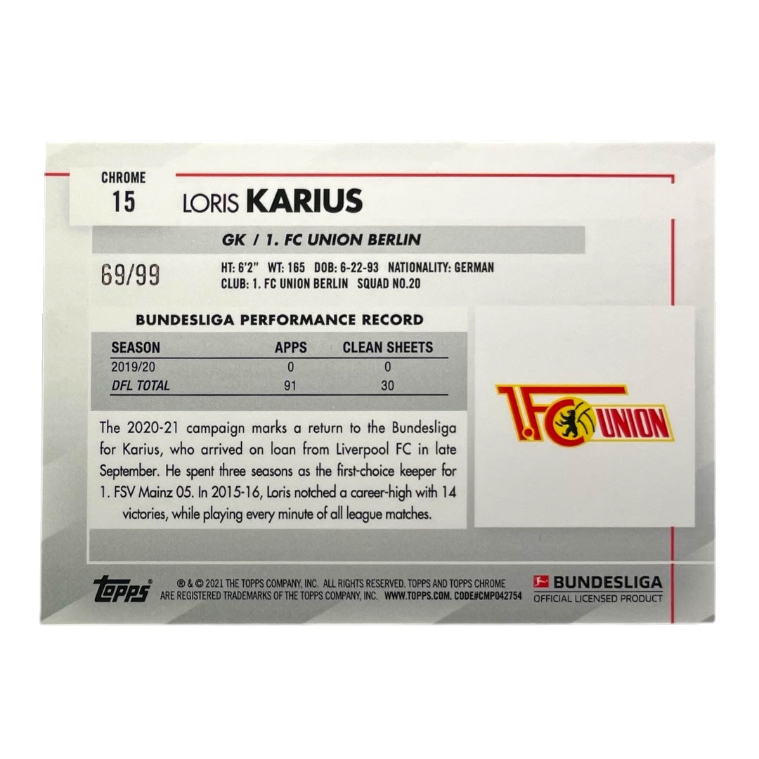 TOPPS サッカーカード CHROME LORIS KARIUS UNION BERLIN /99 #15 中古 IT2