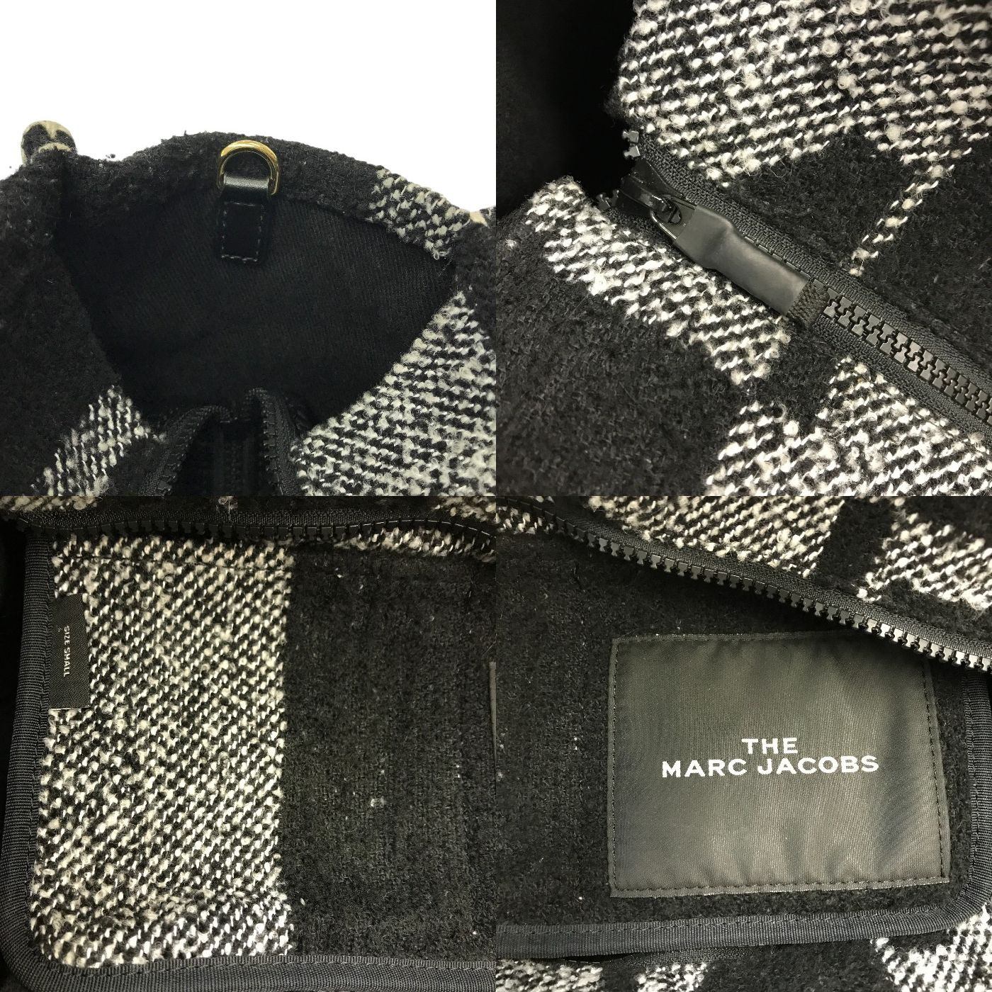 MARC JACOBS マークジェイコブス THE TOTE BAG SMALL トートバッグ レディース ブランケット ツイード ロゴ ブラック/ホワイト スモールサイズ M0016741 中古 T1