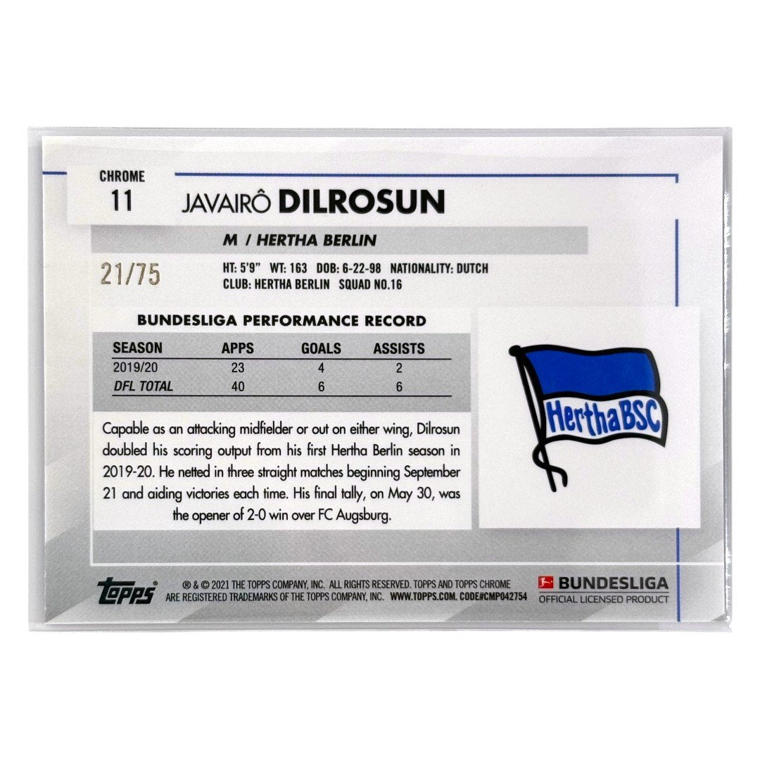TOPPS サッカーカード CHROME JAVAIRO DILROSUN HERTHA BERLIN /75 #11 中古 IT1