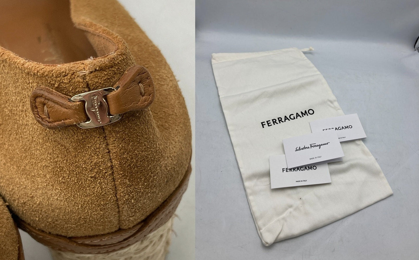 Salvatore Ferragamo サルヴァトーレフェラガモ スウェード エスパドリーユ ウェッジヒール パンプス サイズ5 レディース 中古 D4
