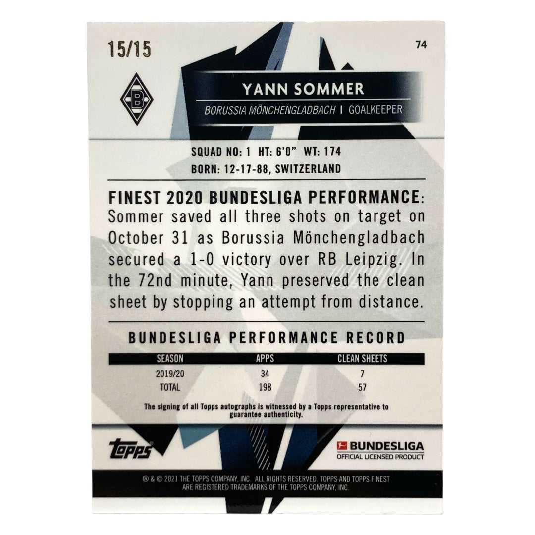 TOPPS サッカーカード FINEST YANN SOMMER MONCHENGLADBACH 15/15 #74 中古 IT2