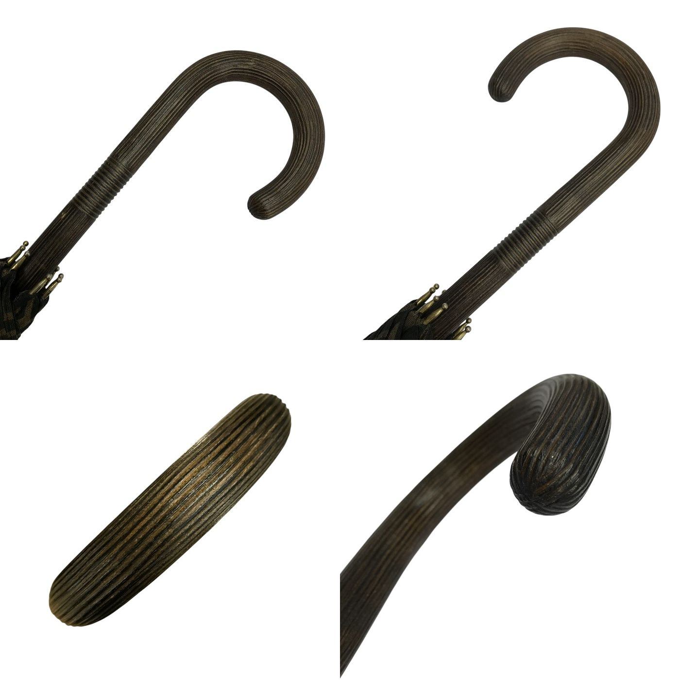 FENDI フェンディ ズッカ 長傘 レディース 60cm 8本骨 ポリエステル 手開き式 雨傘 ブラウン 中古 T1