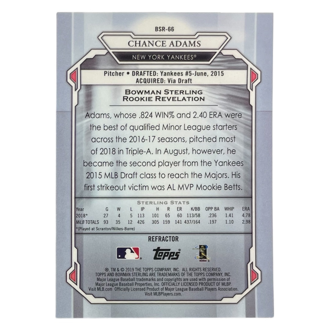 TOPPS MLBカード BOWMAN STERLING CHANCE ADAMS NEW YORK YANKEES /199 #BSR-66 中古 IT2