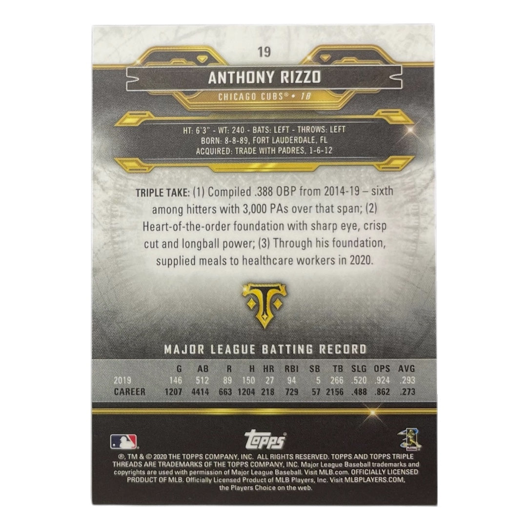 TOPPS MLBカード TRIPLE THREADS ANTHONY RIZZO CHICAGO CUBS /75 #19 中古 IT2