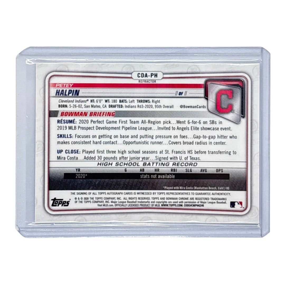 TOPPS MLBカード BOWMAN CHROME 1ST PETEY HALPIN CLEVELAND INDIANS /499 #CDA-PH 中古 IT1