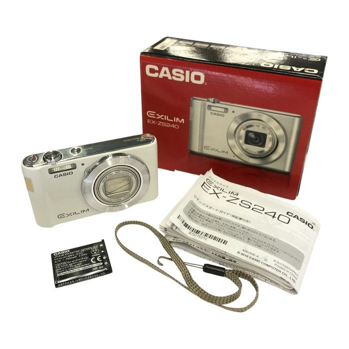 CASIO EXILIM コンパクトデジタルカメラ ホワイト 光学12倍ズーム SDメモリーカード EX-ZS240WE 中古 T1