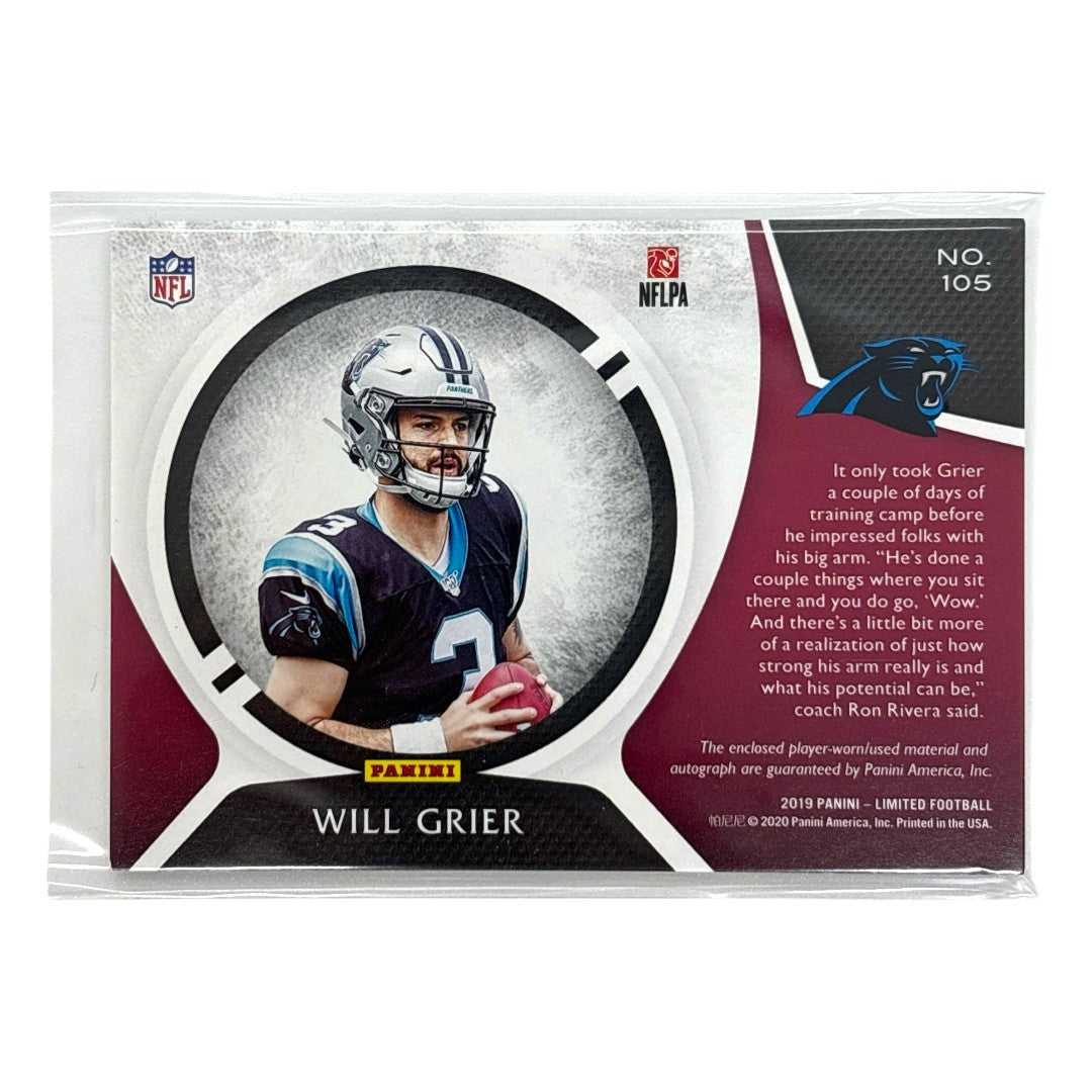 PANINI NFLカード LIMITED WILL GRIER CAROLINA PANTHERS 44/49 #105 中古 IT1
