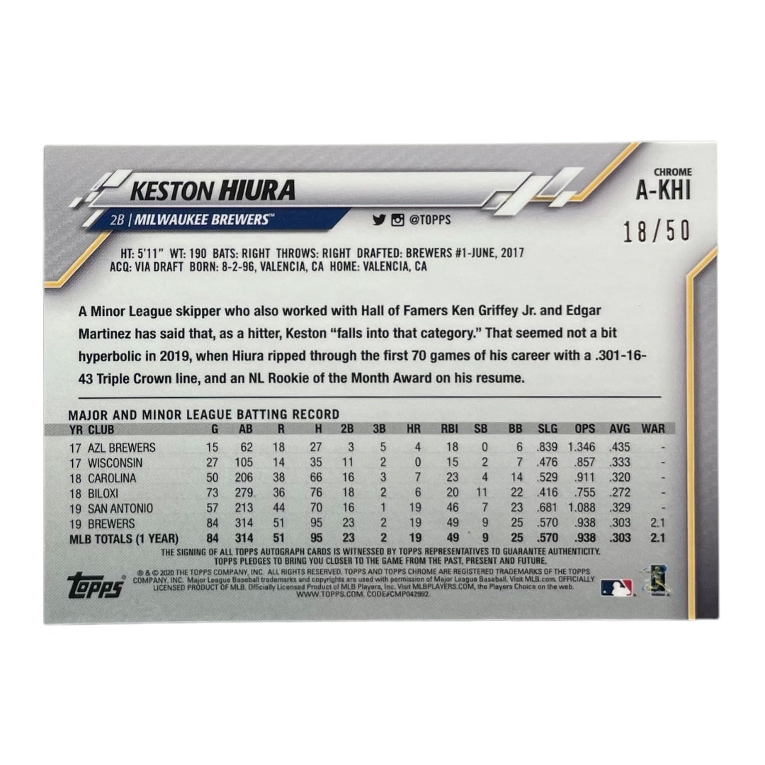 TOPPS MLBカード CHROME KESTON HIURA MILWAUKEE BREWERS /50 #A-KHI 中古 IT2