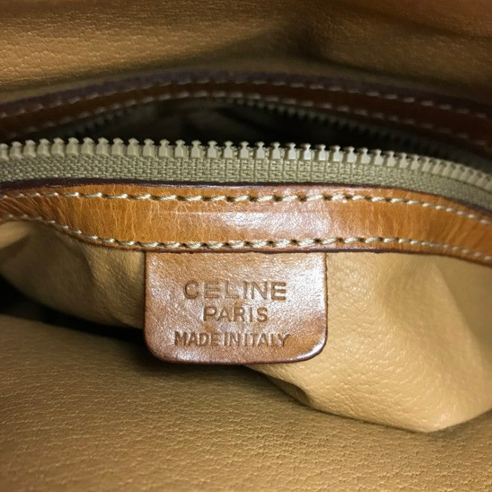 CELINE セリーヌ 巾着 ショルダーバッグ レディース マカダム柄 PVC ブラウン 中古 T1